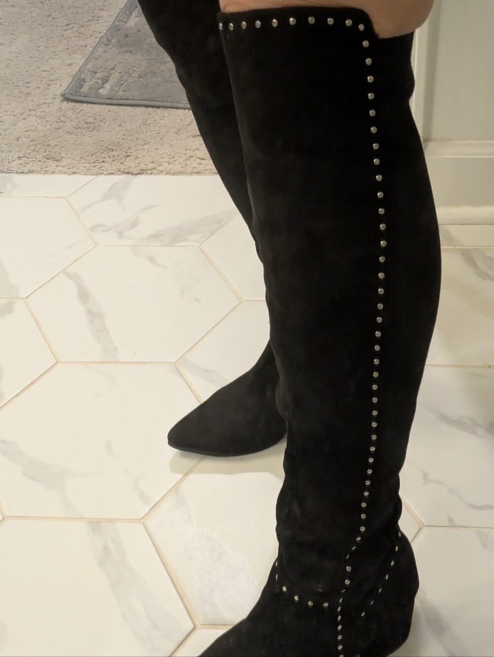 Over-the-Knee Studded Block Heel Boots - Picture 6 of 17